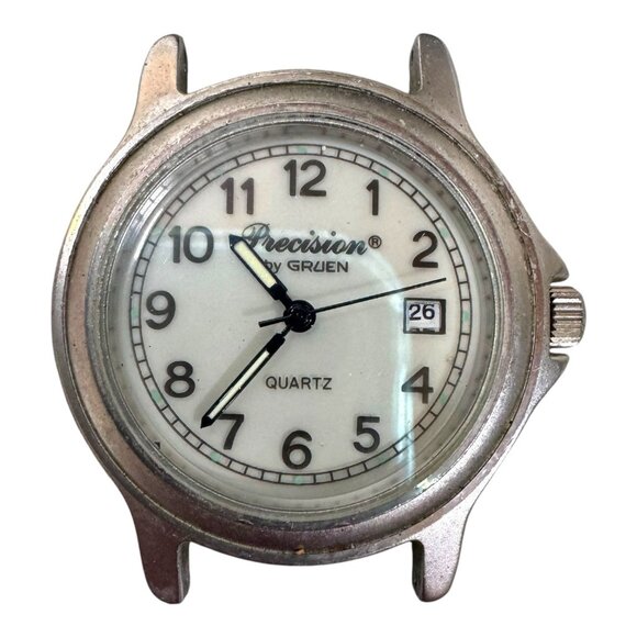 Gruen Precision Quartz Watch Stainless Steel Japan Movement Vintage Parts Repair - Picture 1 of 5